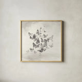 Beautiful Butterflies BW by Danhui Nai. Shown in a natural wood glass frame for a timeless modern aesthetic. Available as an archival giclee rolled canvas, fine art paper, or poster print. SKU 75582a.