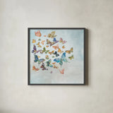 Beautiful Butterflies v3 Sq Light by Danhui Nai. Shown in a sleek black glass frame for a contemporary gallery look. Available as an archival giclee rolled canvas, fine art paper, or poster print. SKU 48720a.