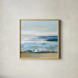 Beauty of the Beach by Danhui Nai. Shown in a natural wood glass frame for a timeless modern aesthetic. Available as an archival giclee rolled canvas, fine art paper, or poster print. SKU 102556a.