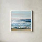 Beauty of the Beach by Danhui Nai. Shown in a crisp white glass frame for a clean and minimalist style. Available as an archival giclee rolled canvas, fine art paper, or poster print. SKU 102556a.