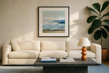 Beauty of the Beach by Danhui Nai. Displayed in a glass frame with matte in a clean modern living room. Available as an archival giclee rolled canvas, fine art paper, or poster print. SKU 102556a.