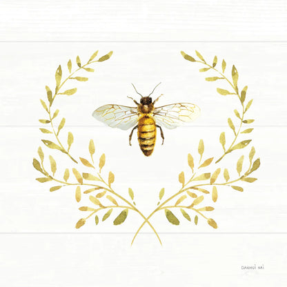 Bees and Blooms Bee Laurel by Danhui Nai. SKU 78403a. Archival Giclee Fine art print for wall decor.