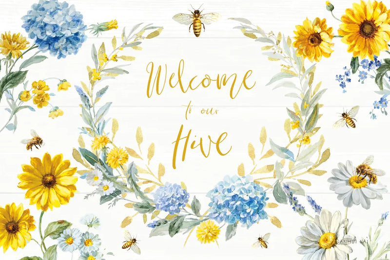 Bees and Blooms Flowers I by Danhui Nai. SKU 78394i. Archival Giclee Fine art print for wall decor.