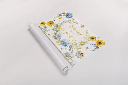 Bees and Blooms Flowers I by Danhui Nai. shown as a rolled paper print. Available as archival giclee rolled canvas, fine art paper, or poster print. SKU 78394i.