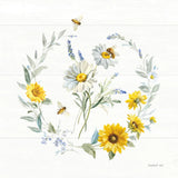 Bees and Blooms Flowers II with Wreath by Danhui Nai. SKU 78399a. Archival Giclee Fine art print for wall decor.