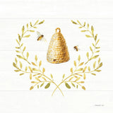 Bees and Blooms Skep Laurel by Danhui Nai. SKU 78404a. Archival Giclee Fine art print for wall decor.