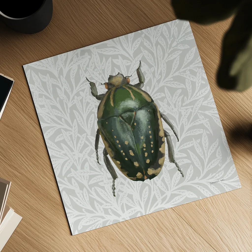 Beetles and Butterflies II by Danhui Nai. Shown as a detailed flat fine art print, highlighting archival giclee quality. Available as an archival giclee rolled canvas, fine art paper, or poster print. SKU 86645a.
