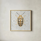 Beetles and Butterflies III by Danhui Nai. Shown in a natural wood glass frame for a timeless modern aesthetic. Available as an archival giclee rolled canvas, fine art paper, or poster print. SKU 86646a.