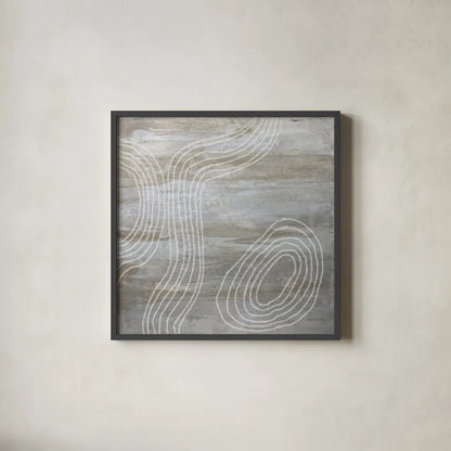 Beige Abstract II by Danhui Nai. Shown in a sleek black glass frame for a contemporary gallery look. Available as an archival giclee rolled canvas, fine art paper, or poster print. SKU 84420a.
