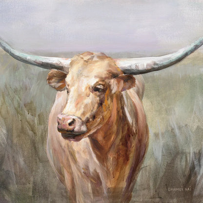 Big Sky Longhorn Crop by Danhui Nai. SKU 75633a. Archival Giclee Fine art print for wall decor.