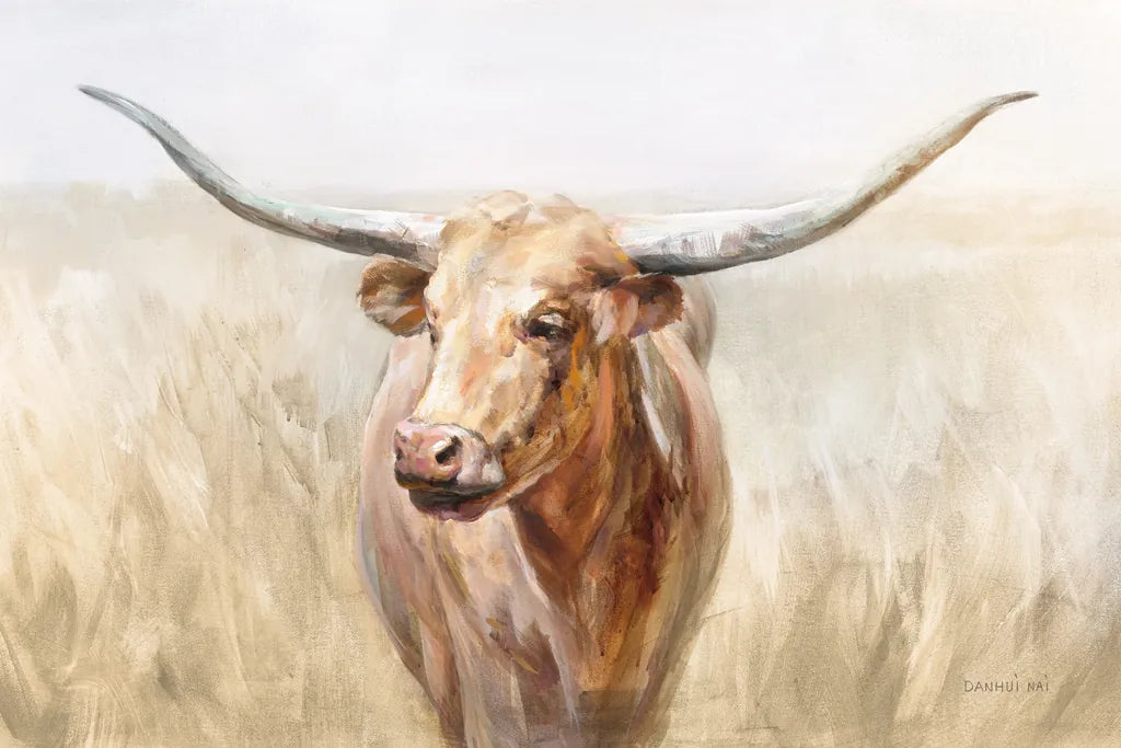 Big Sky Longhorn Neutral by Danhui Nai. SKU 77169i. Archival Giclee Fine art print for wall decor.