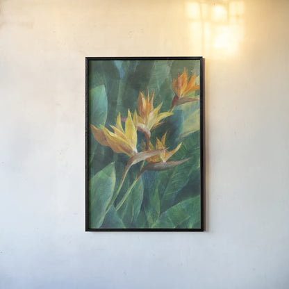 Bird of Paradise I Crop by Danhui Nai. shown as a paper print in a black flame. Available as a archival giclee rolled canvas, fine art paper, or poster print. SKU 54061h.