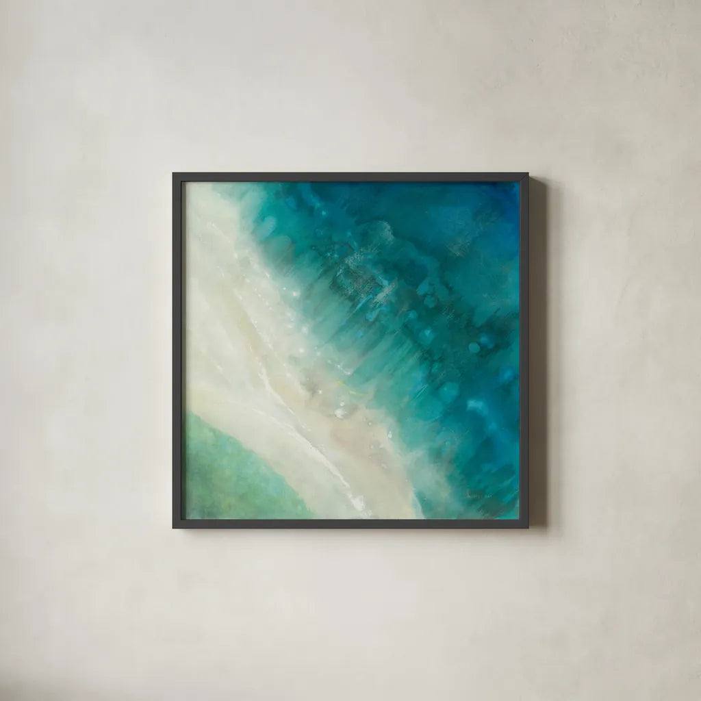 Birdseye View by Danhui Nai. Shown in a sleek black glass frame for a contemporary gallery look. Available as an archival giclee rolled canvas, fine art paper, or poster print. SKU 54626a.