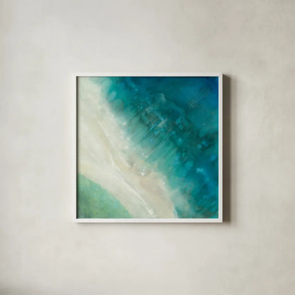 Birdseye View by Danhui Nai. Shown in a crisp white glass frame for a clean and minimalist style. Available as an archival giclee rolled canvas, fine art paper, or poster print. SKU 54626a.
