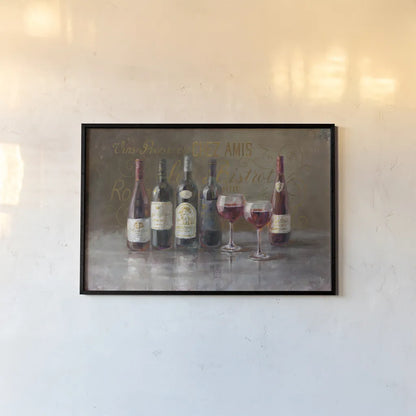 Bistro Reds by Danhui Nai. shown as a paper print in a black flame. Available as a archival giclee rolled canvas, fine art paper, or poster print. SKU 25629i.