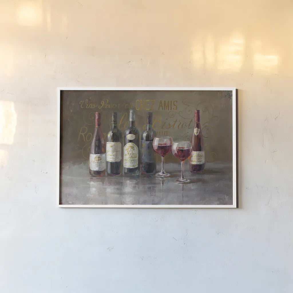 Bistro Reds by Danhui Nai. shown as a paper print in a white frame. Available as a archival giclee rolled canvas, fine art paper, or poster print. SKU 25629i.