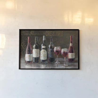 Bistro Reds v.2 Crop by Danhui Nai. shown as a paper print in a black flame. Available as a archival giclee rolled canvas, fine art paper, or poster print. SKU 22239i.