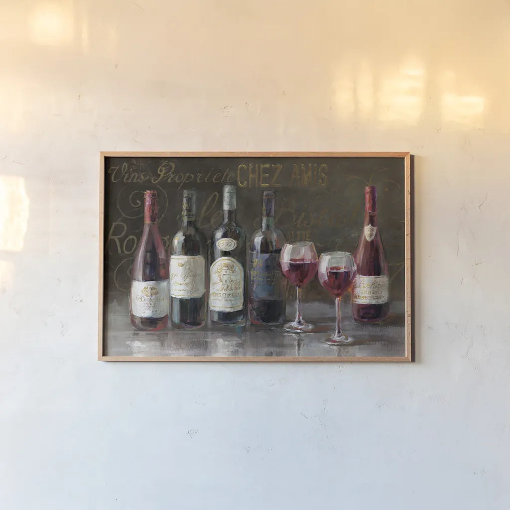 Bistro Reds v.2 Crop by Danhui Nai. shown as a paper print in a natural frame. Available as a archival giclee rolled canvas, fine art paper, or poster print. SKU 22239i.