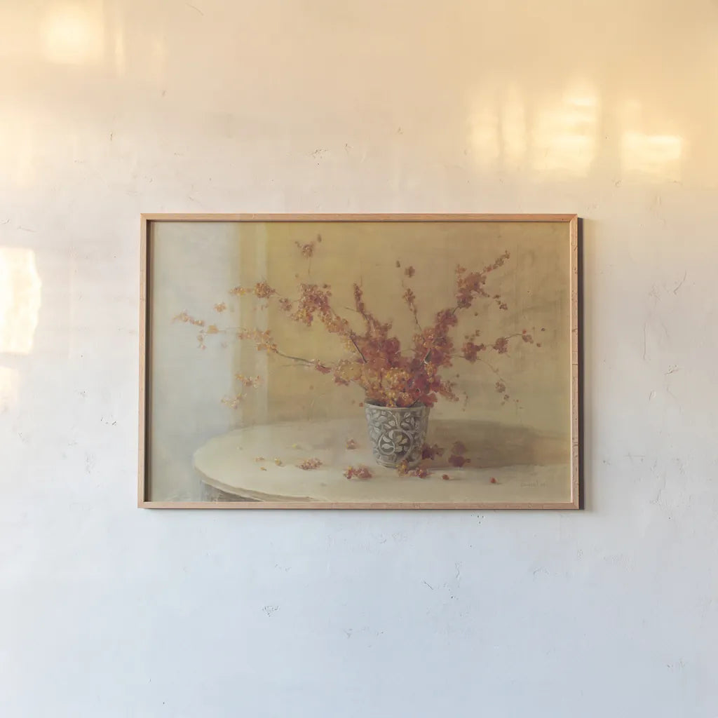 Bittersweet by Danhui Nai. shown as a paper print in a natural frame. Available as a archival giclee rolled canvas, fine art paper, or poster print. SKU 5607i.