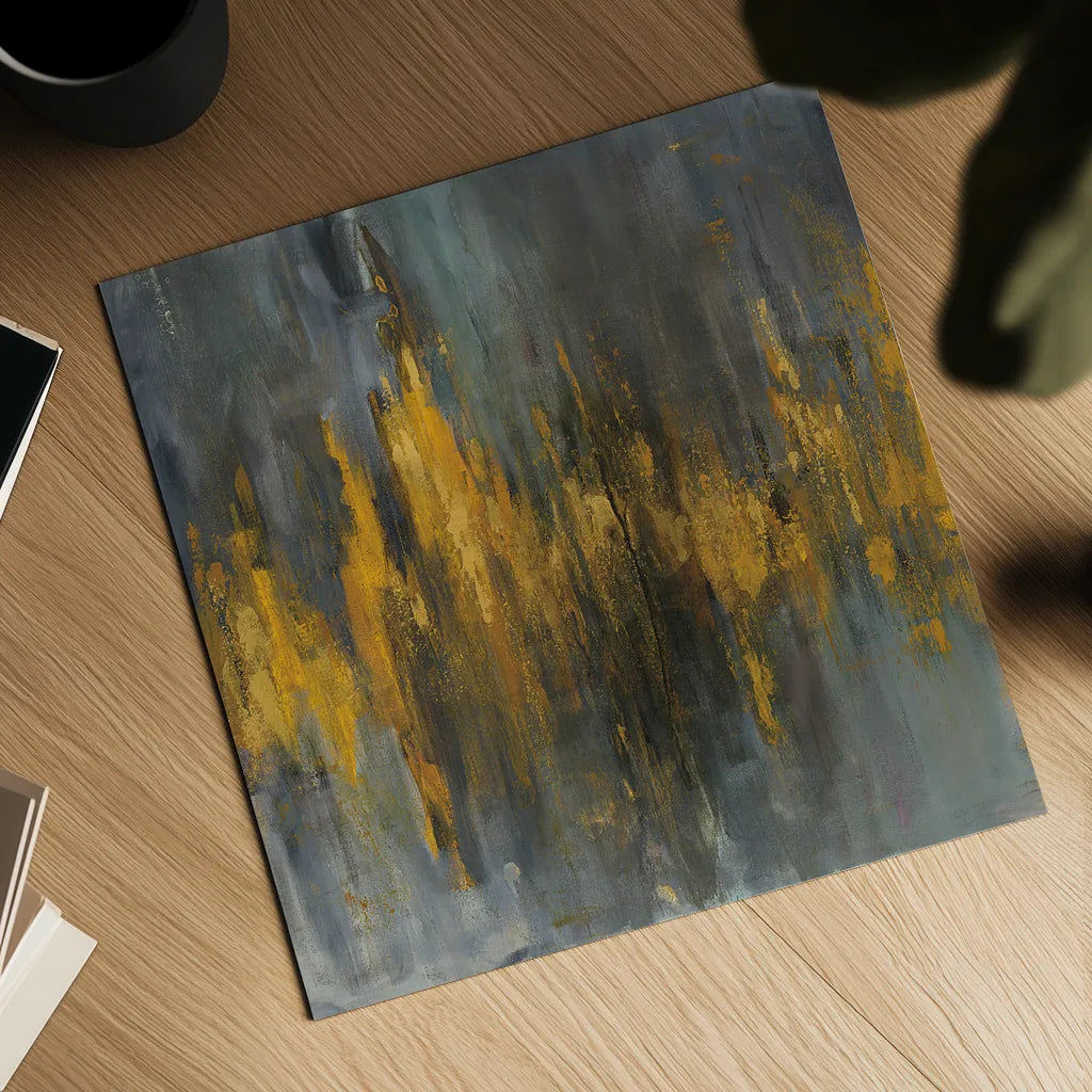 Black and Gold Abstract by Danhui Nai. Shown as a detailed flat fine art print, highlighting archival giclee quality. Available as an archival giclee rolled canvas, fine art paper, or poster print. SKU 28388a.