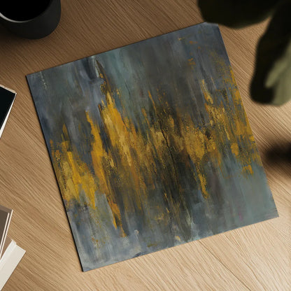 Black and Gold Abstract by Danhui Nai. Shown as a detailed flat fine art print, highlighting archival giclee quality. Available as an archival giclee rolled canvas, fine art paper, or poster print. SKU 28388a.