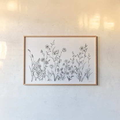 Black and White Garden by Danhui Nai. shown as a paper print in a natural frame. Available as a archival giclee rolled canvas, fine art paper, or poster print. SKU 76349i.