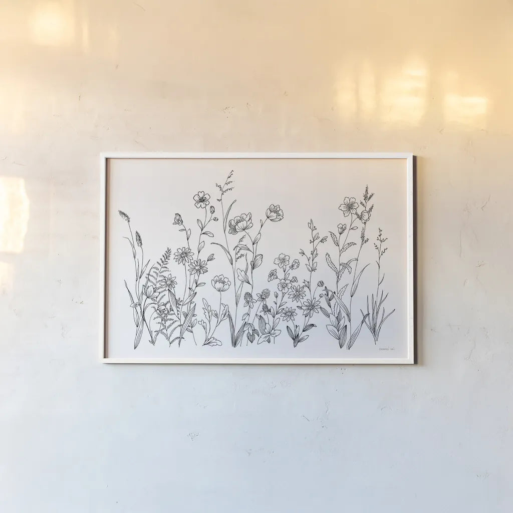 Black and White Garden by Danhui Nai. shown as a paper print in a white frame. Available as a archival giclee rolled canvas, fine art paper, or poster print. SKU 76349i.