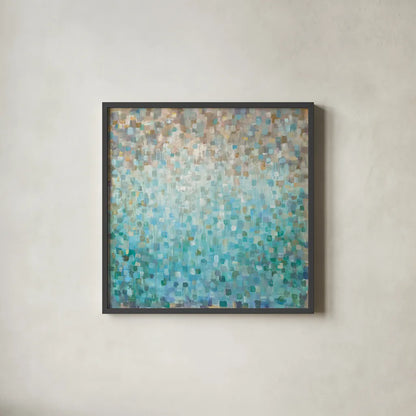 Blocked Abstract by Danhui Nai. Shown in a sleek black glass frame for a contemporary gallery look. Available as an archival giclee rolled canvas, fine art paper, or poster print. SKU 32410a.