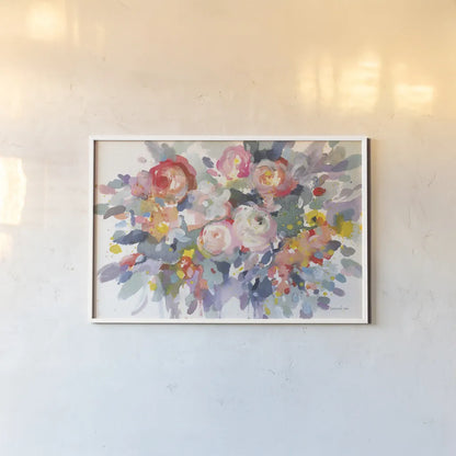 Bloom Burst by Danhui Nai. shown as a paper print in a white frame. Available as a archival giclee rolled canvas, fine art paper, or poster print. SKU 69677i.