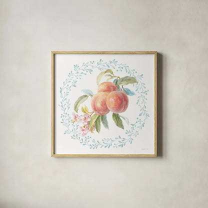 Blooming Orchard III by Danhui Nai. Shown in a natural wood glass frame for a timeless modern aesthetic. Available as an archival giclee rolled canvas, fine art paper, or poster print. SKU 78492a.