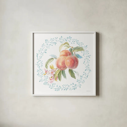 Blooming Orchard III by Danhui Nai. Shown in a crisp white glass frame for a clean and minimalist style. Available as an archival giclee rolled canvas, fine art paper, or poster print. SKU 78492a.