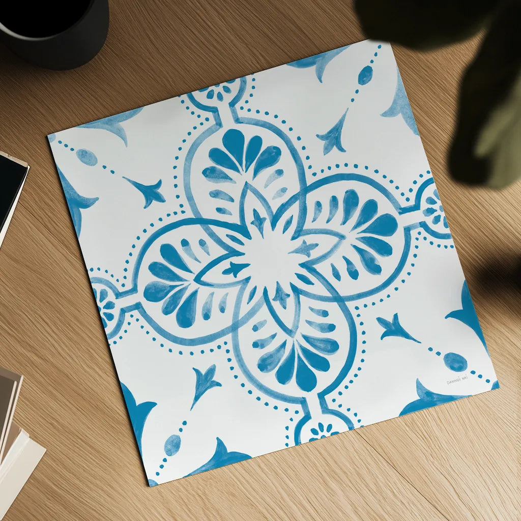 Blooming Orchard Tile I by Danhui Nai. Shown as a detailed flat fine art print, highlighting archival giclee quality. Available as an archival giclee rolled canvas, fine art paper, or poster print. SKU 78495a.