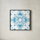 Blooming Orchard Tile I by Danhui Nai. Shown in a sleek black glass frame for a contemporary gallery look. Available as an archival giclee rolled canvas, fine art paper, or poster print. SKU 78495a.
