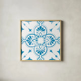 Blooming Orchard Tile I by Danhui Nai. Shown in a natural wood glass frame for a timeless modern aesthetic. Available as an archival giclee rolled canvas, fine art paper, or poster print. SKU 78495a.