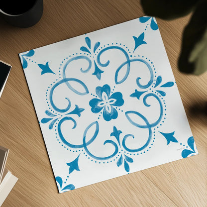 Blooming Orchard Tile II by Danhui Nai. Shown as a detailed flat fine art print, highlighting archival giclee quality. Available as an archival giclee rolled canvas, fine art paper, or poster print. SKU 78496a.