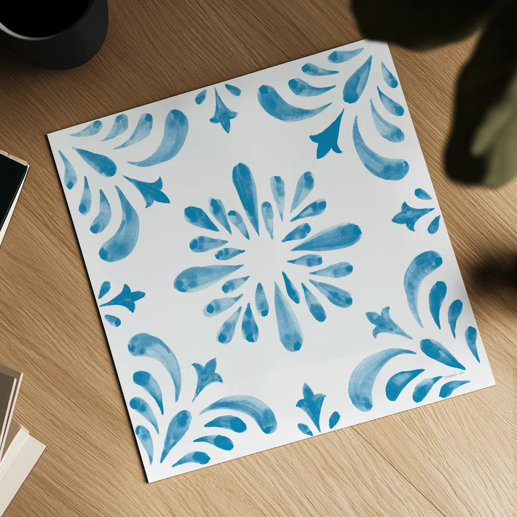 Blooming Orchard Tile III by Danhui Nai. Shown as a detailed flat fine art print, highlighting archival giclee quality. Available as an archival giclee rolled canvas, fine art paper, or poster print. SKU 78497a.