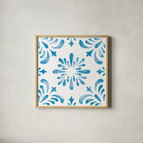 Blooming Orchard Tile III by Danhui Nai. Shown in a natural wood glass frame for a timeless modern aesthetic. Available as an archival giclee rolled canvas, fine art paper, or poster print. SKU 78497a.