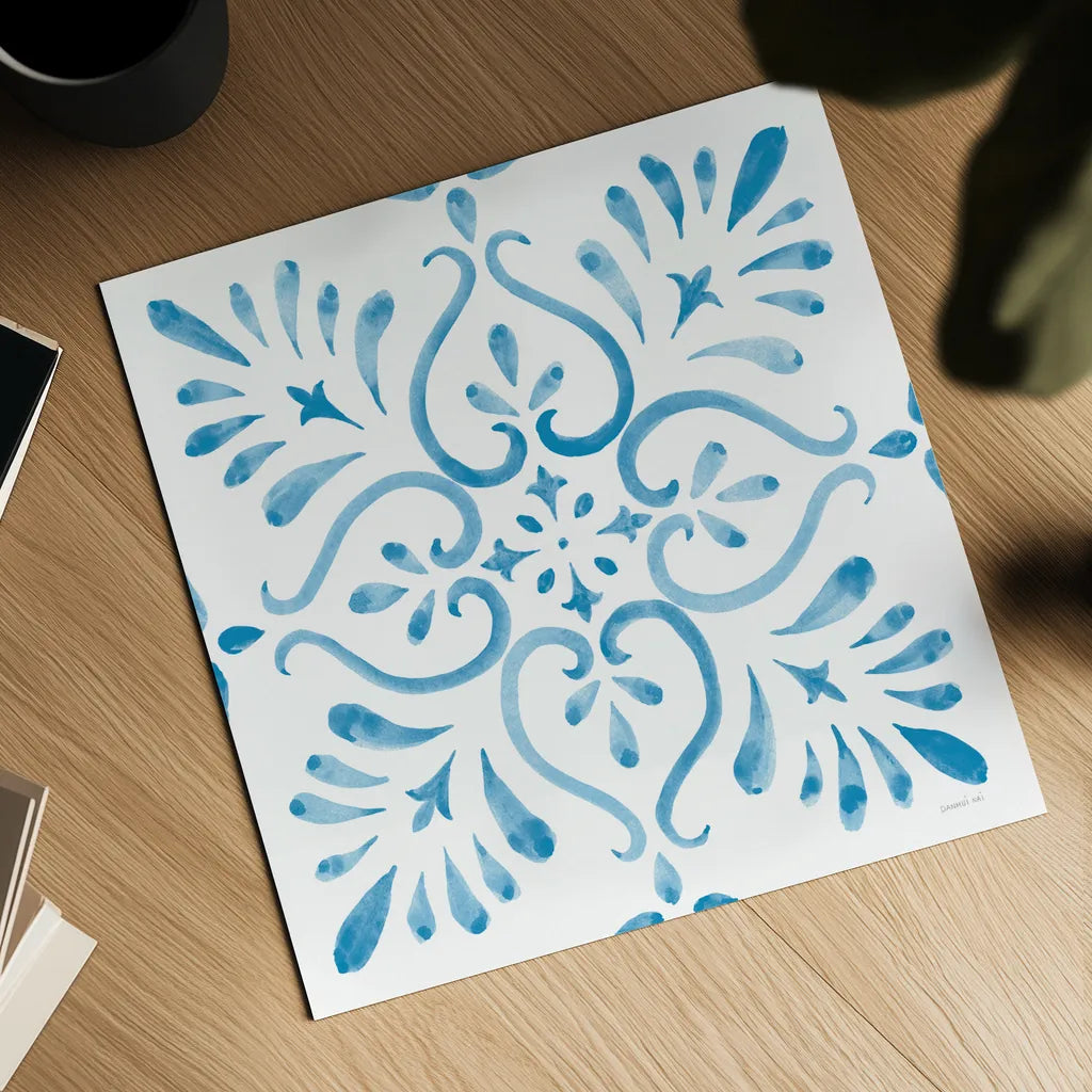 Blooming Orchard Tile IV by Danhui Nai. Shown as a detailed flat fine art print, highlighting archival giclee quality. Available as an archival giclee rolled canvas, fine art paper, or poster print. SKU 78498a.