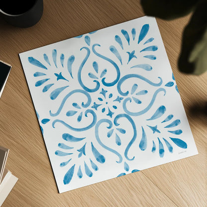 Blooming Orchard Tile IV by Danhui Nai. Shown as a detailed flat fine art print, highlighting archival giclee quality. Available as an archival giclee rolled canvas, fine art paper, or poster print. SKU 78498a.