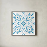 Blooming Orchard Tile IV by Danhui Nai. Shown in a sleek black glass frame for a contemporary gallery look. Available as an archival giclee rolled canvas, fine art paper, or poster print. SKU 78498a.