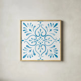 Blooming Orchard Tile IV by Danhui Nai. Shown in a natural wood glass frame for a timeless modern aesthetic. Available as an archival giclee rolled canvas, fine art paper, or poster print. SKU 78498a.