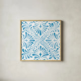 Blooming Orchard Tile VI by Danhui Nai. Shown in a natural wood glass frame for a timeless modern aesthetic. Available as an archival giclee rolled canvas, fine art paper, or poster print. SKU 78500a.