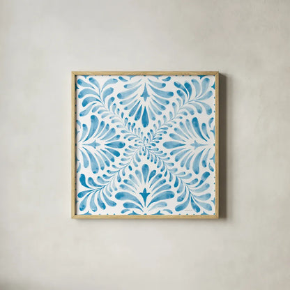 Blooming Orchard Tile VI by Danhui Nai. Shown in a natural wood glass frame for a timeless modern aesthetic. Available as an archival giclee rolled canvas, fine art paper, or poster print. SKU 78500a.