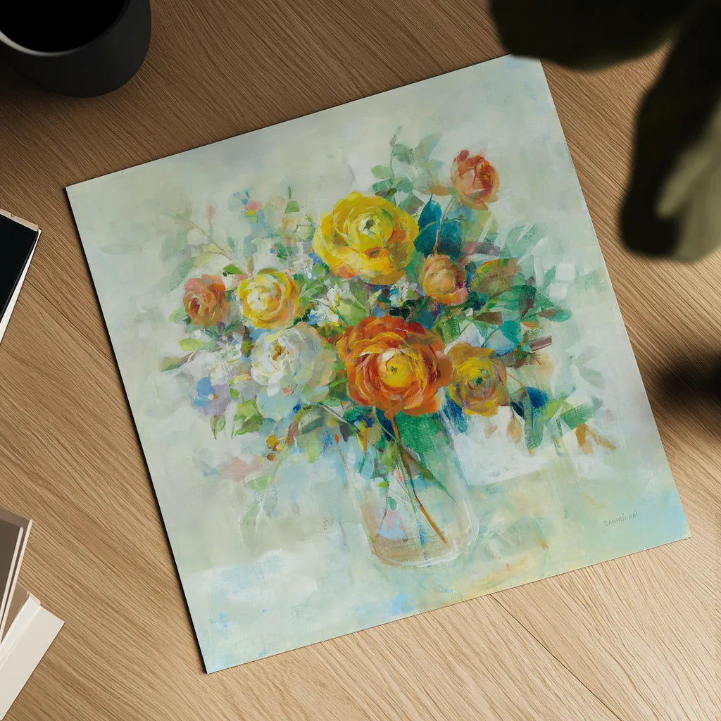 Blooming Splendor I by Danhui Nai. Shown as a detailed flat fine art print, highlighting archival giclee quality. Available as an archival giclee rolled canvas, fine art paper, or poster print. SKU 59186a.