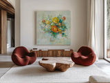 Blooming Splendor I by Danhui Nai. Shown as extra-large giant wall art in a modern living room. Available as an archival giclee rolled canvas, fine art paper, or poster print. SKU 59186a.