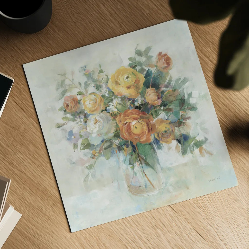 Blooming Splendor I Neutral by Danhui Nai. Shown as a detailed flat fine art print, highlighting archival giclee quality. Available as an archival giclee rolled canvas, fine art paper, or poster print. SKU 70353a.