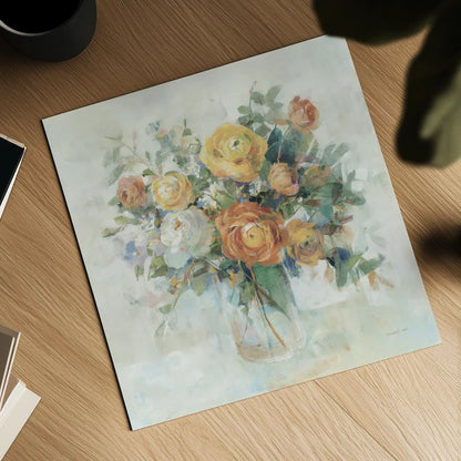 Blooming Splendor I Neutral by Danhui Nai. Shown as a detailed flat fine art print, highlighting archival giclee quality. Available as an archival giclee rolled canvas, fine art paper, or poster print. SKU 70353a.