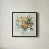 Blooming Splendor I Neutral by Danhui Nai. Shown in a sleek black glass frame for a contemporary gallery look. Available as an archival giclee rolled canvas, fine art paper, or poster print. SKU 70353a.