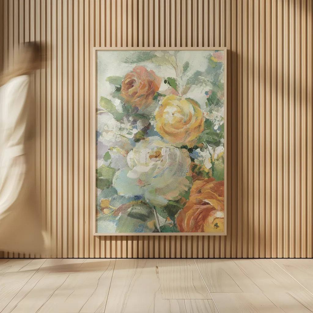 Blooming Splendor I Panel I by Danhui Nai. shown as over sized large wall art. Available as an archival giclee rolled canvas, fine art paper, or poster print. SKU 99172h.