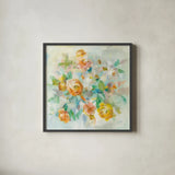 Blooming Splendor V by Danhui Nai. Shown in a sleek black glass frame for a contemporary gallery look. Available as an archival giclee rolled canvas, fine art paper, or poster print. SKU 59190a.